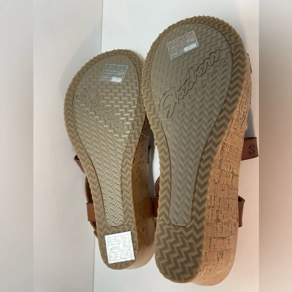 Skechers Cali Beverlee Delicate Glow Brown Wedge Sandals Womens Size 10 New